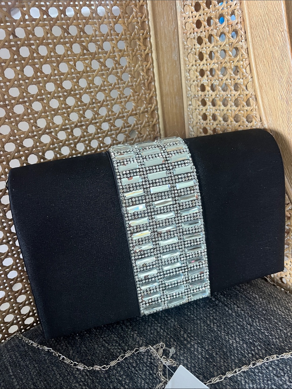 NWT Cruise Club black evening clutch/Crossbody bag W/rhinestones